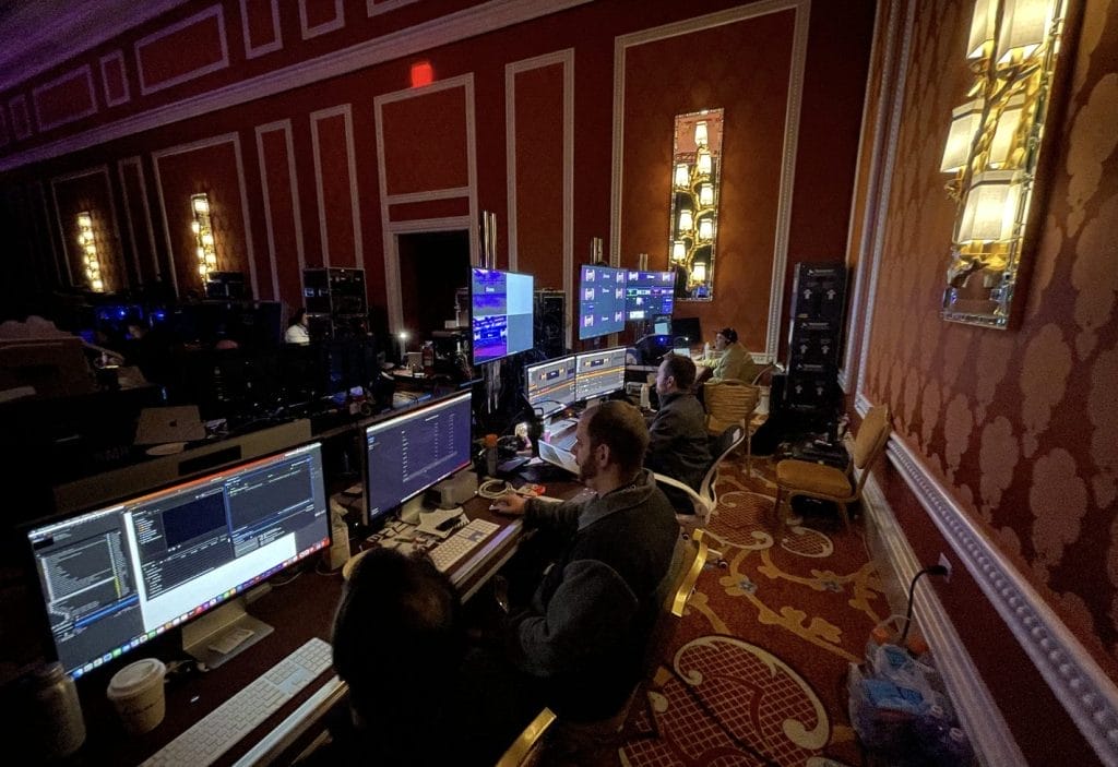 NMR Events Video Team Editing On-Site at Event