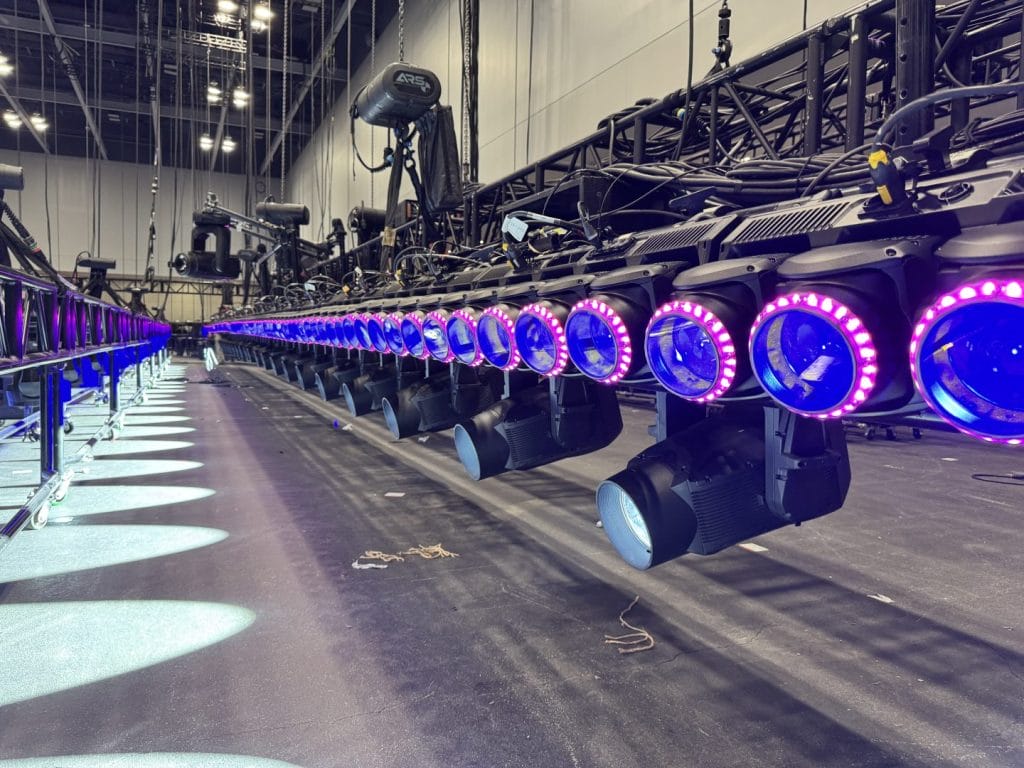 Lighting on truss before event.